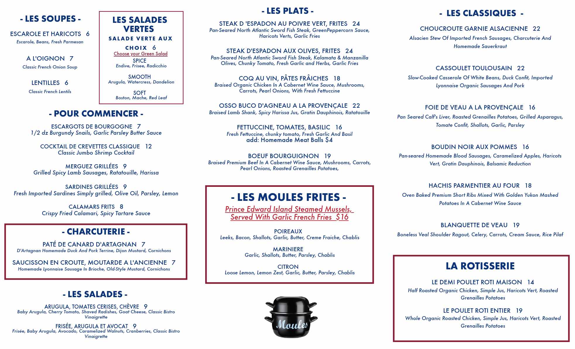 Take Out Menu French Restaurant ny uws Cafe Du Soleil NY